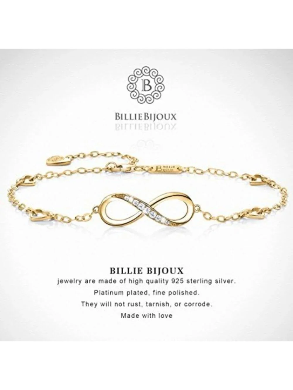 Sterling Silver Infinity Anklet Bracelet for Women - Elegant 925 Jewelry